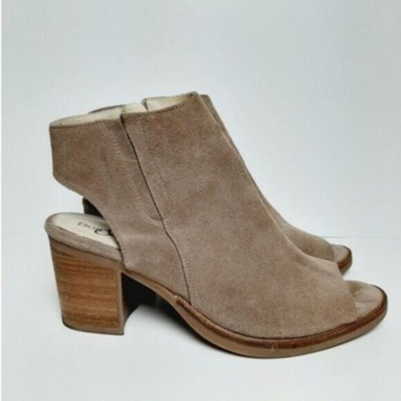 BOS. & CO. Celeste Peep-Toe Ankle Boots Heels Chunky Heel Genuine Suede Sz 9 - Picture 3 of 11